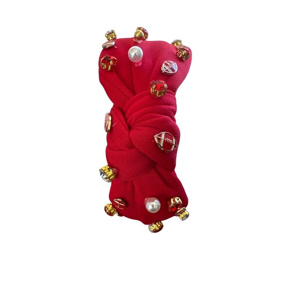 Football Bling Knotted Headbands | Game Day Headbands | Gift for Her - Picture 2 of 3